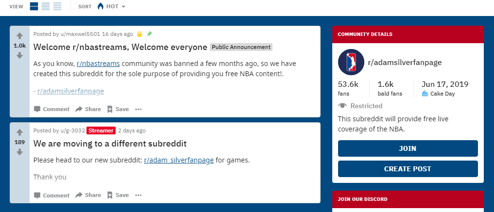 Reddit Nba Streams Shutdown Alternatives Of R Nbastreams Subreddit