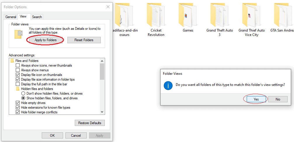 how to see all the icons in my computer as large folders and images